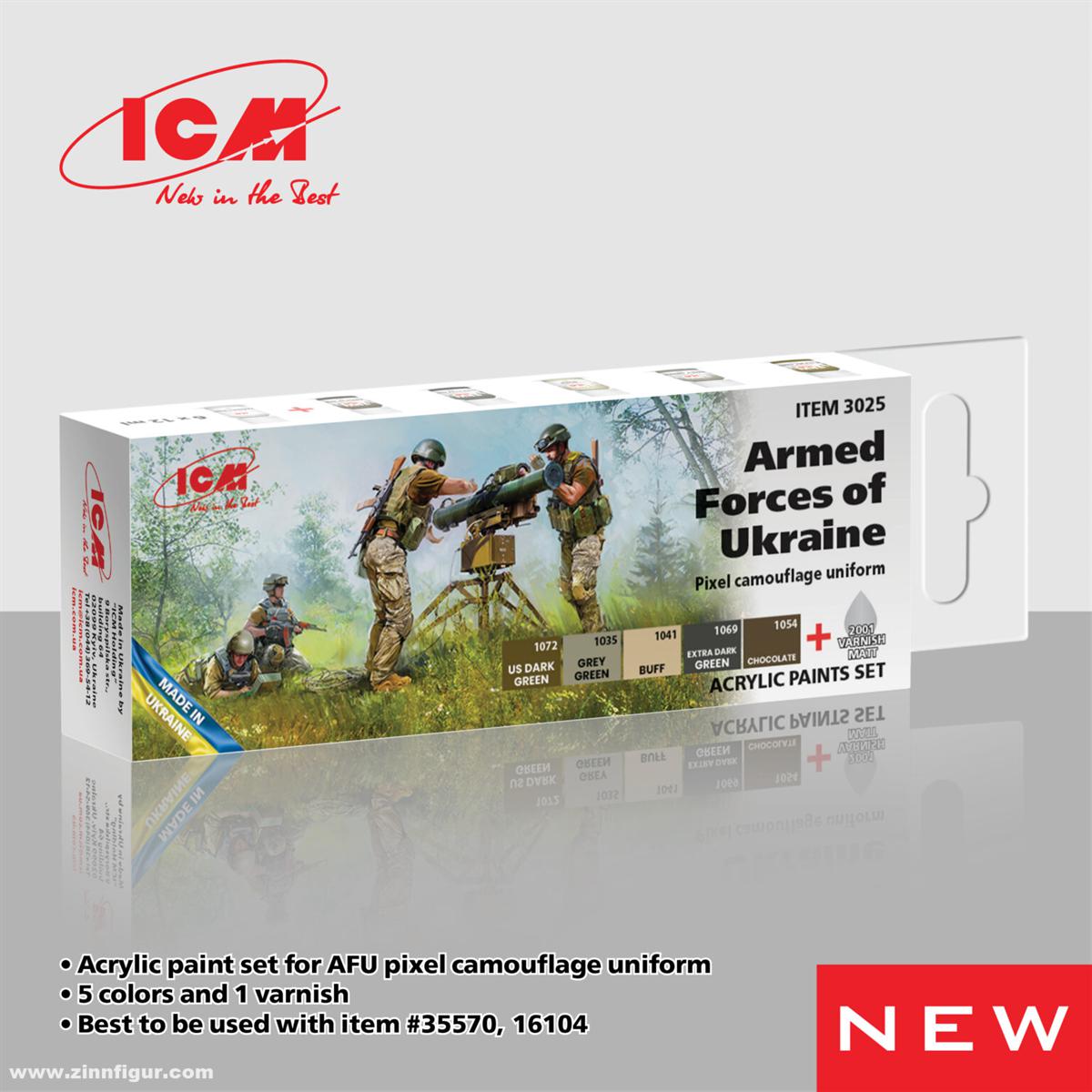 ICM Acryl-Farbset ukrainische Streitkräfte (Pixel Camouflage Uniform)