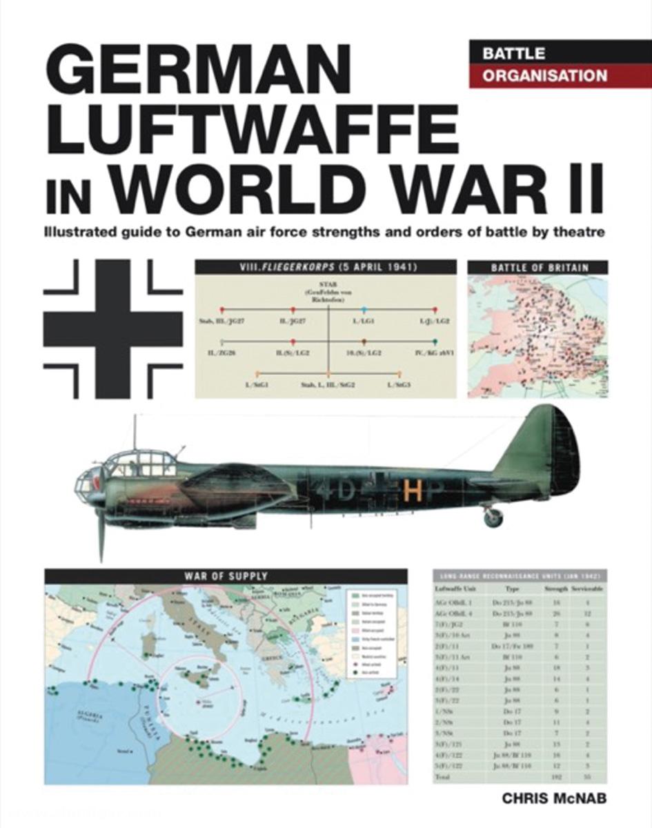 Amber Books McNab, Chris: German Luftwaffe in World War II. Illustrated guide to German air force strengths and orders of battle by theatre