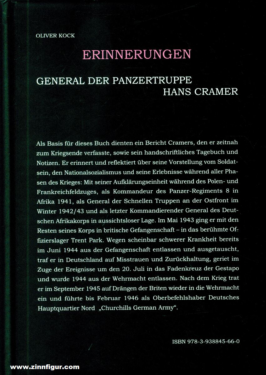 V|S - Verlag Scherzer Müller, Thomas/Kock, Oliver: Erinnerungen. General der Panzertruppe Hans Cramer