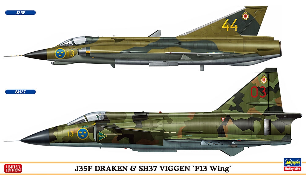 Hasegawa J 35F Draken & SH 37 Viggen 'F 13 Wing'
