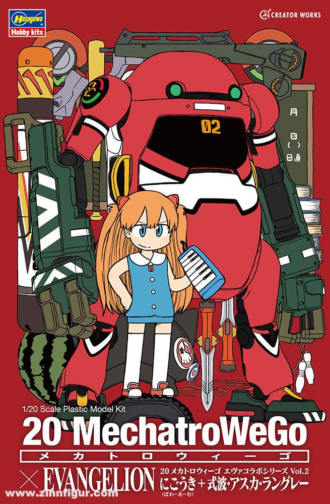 Hasegawa Nigouki mit Powerarm und Shikinami Asuka Langley - No.20 MechatroWeGo - Evangelion Collaboration Series Vol.1
