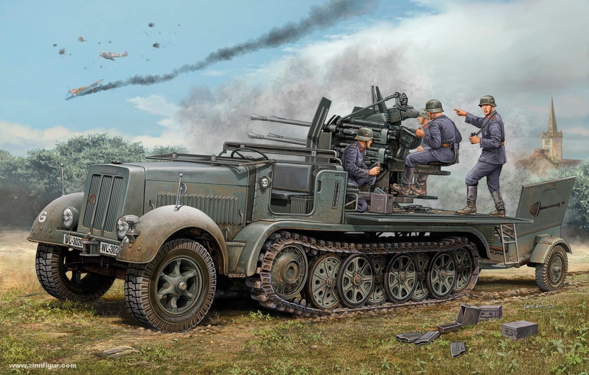 Trumpeter 2 cm Flakvierling 38 auf Selbstfahrlafette (Sd.Kfz. 7/1 frühe Version) mit Sd.Anh. 51