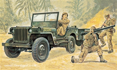 Italeri Willys Jeep mit Anhänger und Figuren
