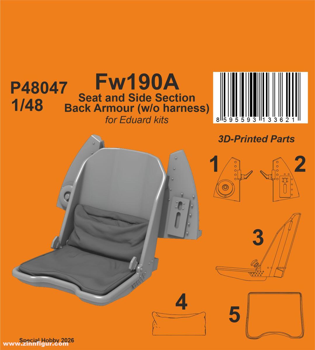 CMK Fw 190A Sitz mit Rückenpanzerung OHNE Gurte (Eduard)