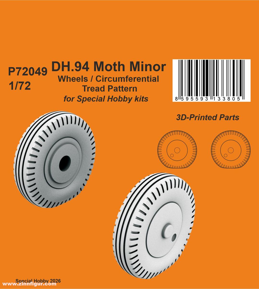 CMK DH.94 Moth Minor Räder - Rillenprofil (Special Hobby)