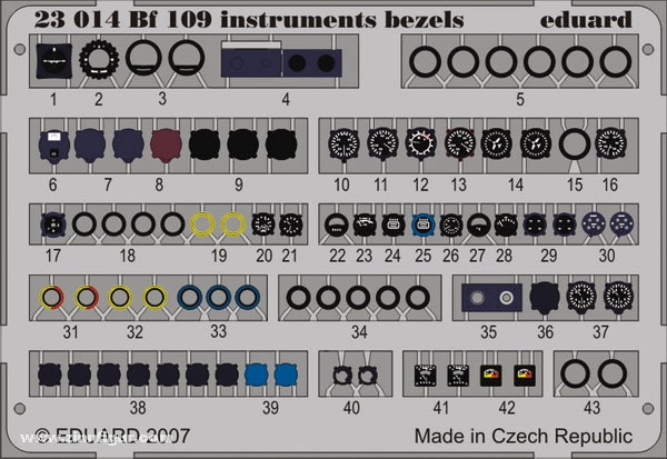 Eduard Bf 109 instruments bezels