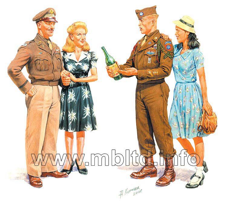 Master Box 2 US Offiziere mit 2 Mädchen