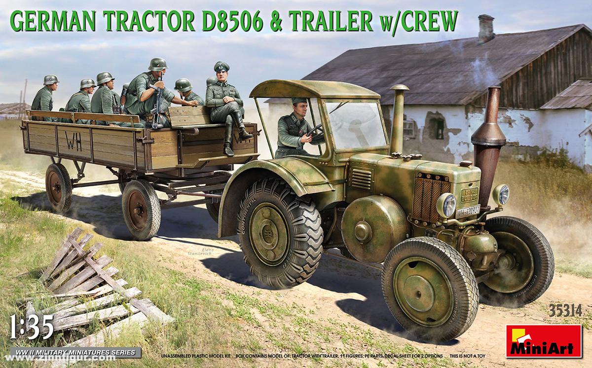Miniart Traktor D8506 mit Anhänger und Soldaten
