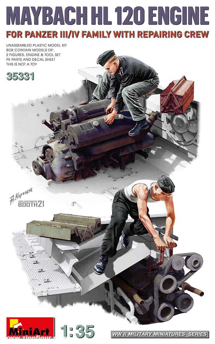 Miniart Maybach HL 120 Motor für Panzer III/IV mit Mechanikern