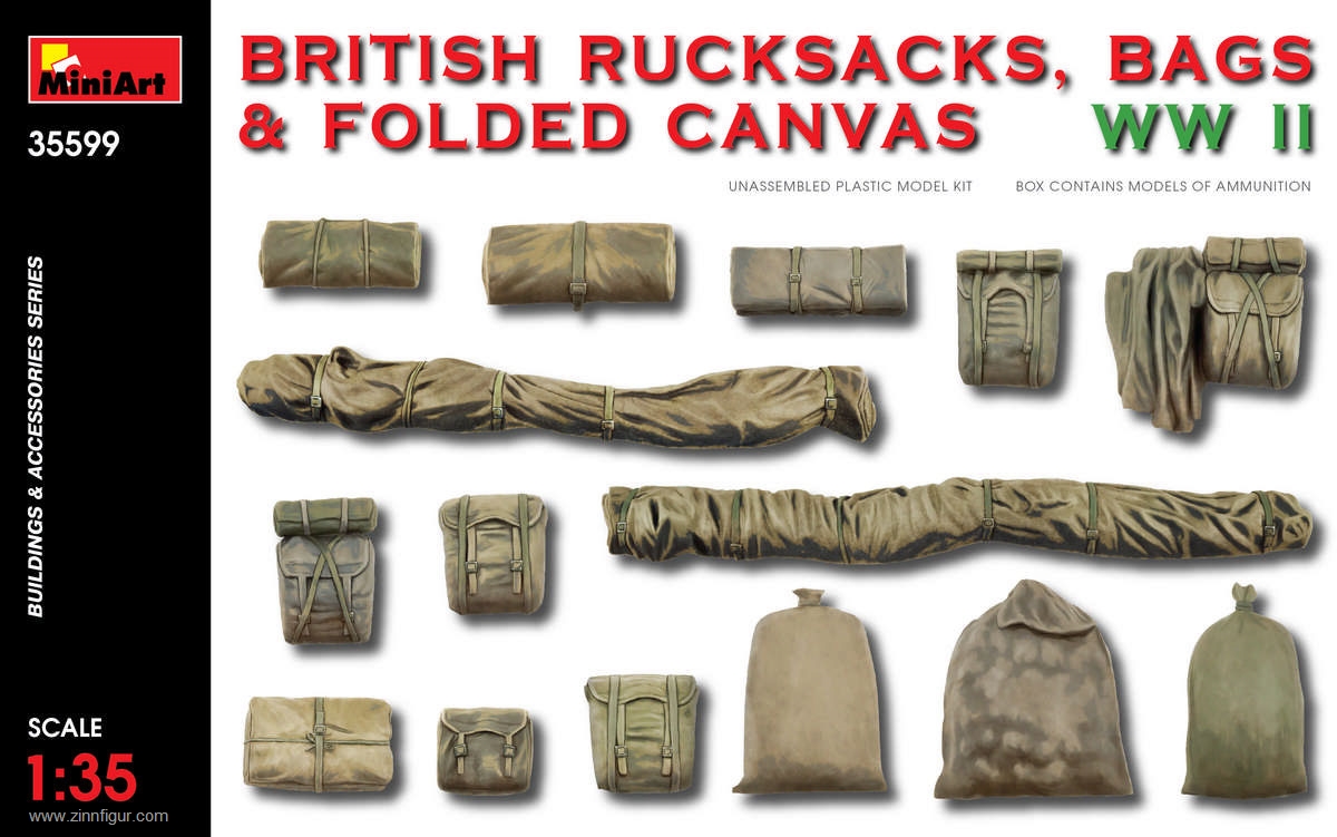 Miniart Britische Rucksäcke, Taschen und Planen