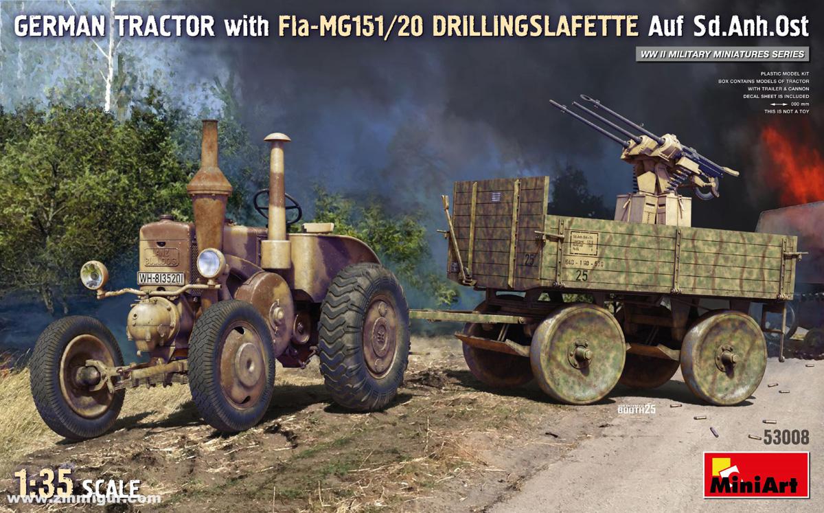 Miniart Traktor mit Fla-MG151/20 Drillingslafette auf Sd.Anh.Ost