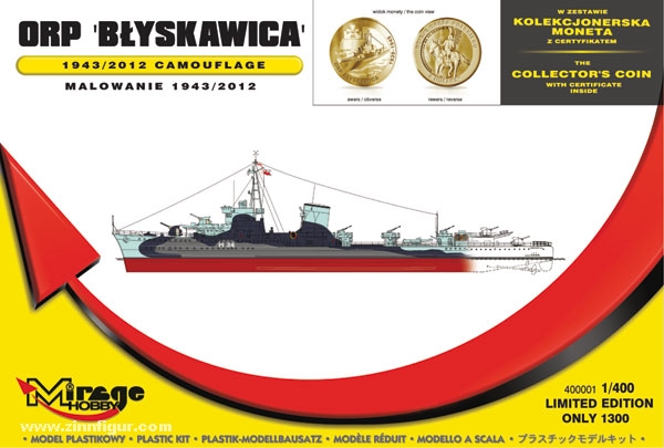 Mirage Hobby ORP 'Blyskawica' 1943/2012 Tarnbemalung