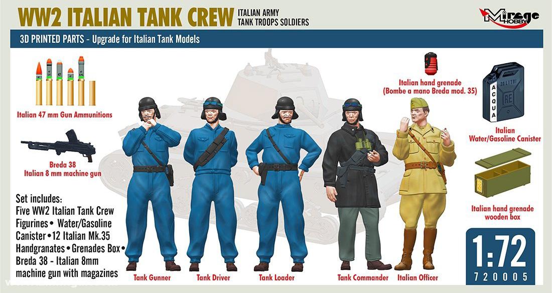 Mirage Hobby Italienische Panzerbesatzung mit Zubehör