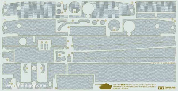 Tamiya Zimmerit-Aufkleberbogen für Tiger I (mittel/spät)
