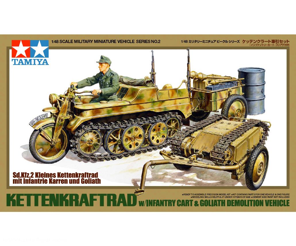Tamiya Kettenkraftrad  mit Anhänger und Goliath