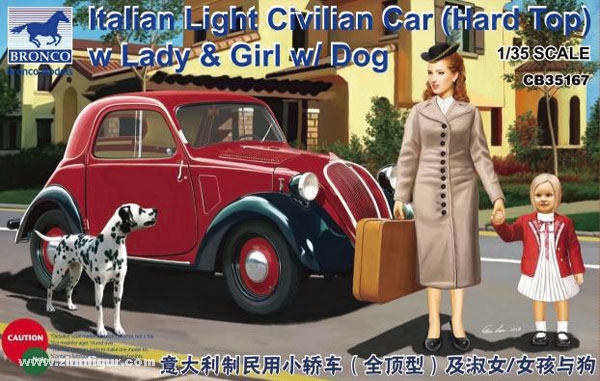 Bronco Model Ziviles Auto mit Dame, Kind und Hund