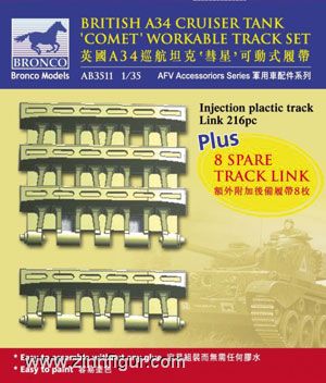 Bronco Model Bewegliche Kettenglieder für A34 Comet Panzer