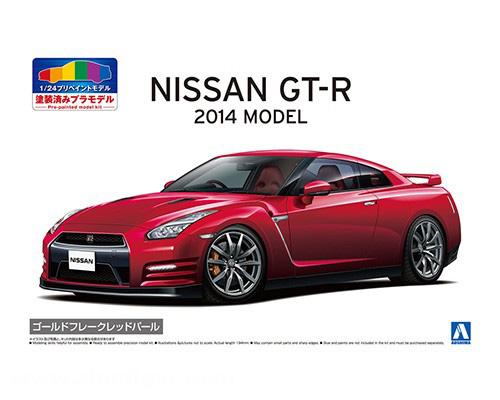 Aoshima Nissan GT-R 2014 Model - Gold Flake Red Pearl