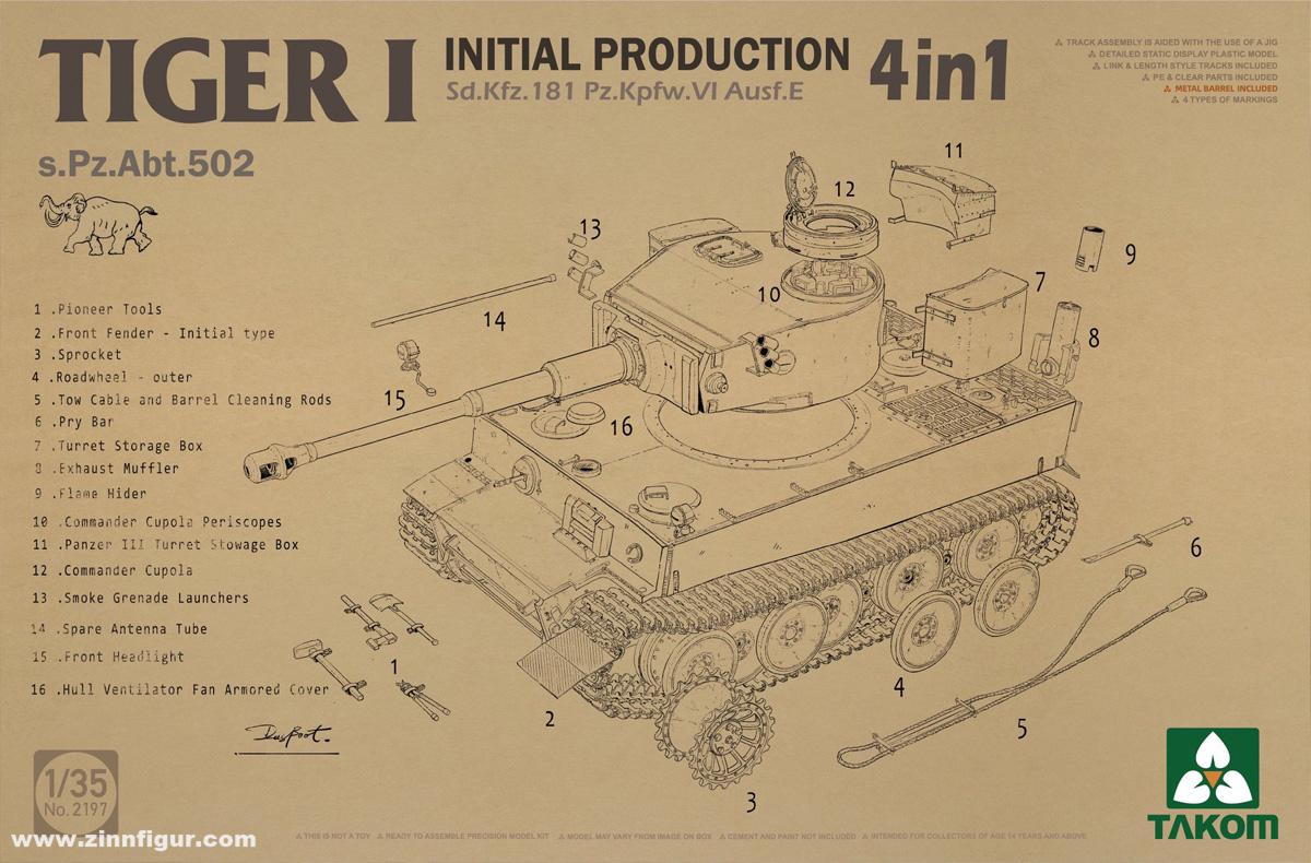 Takom Tiger I anfängliche Produktion - 4in1 - Sd.Kfz.181 Pz.Kpfw.VI Ausf.E