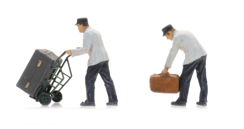 Artitec NS Bahnsteigpersonal mit Gepäckwagen (2 Figuren)