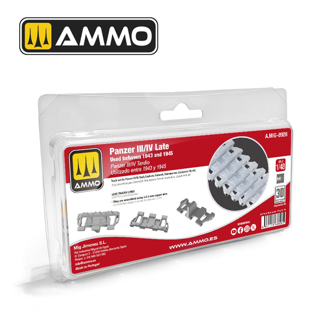 AMMO by Mig Jimenez Panzer III/IV späte Produktion Ketten Set. Im Einsatz zwischen 1943 un 1945.
