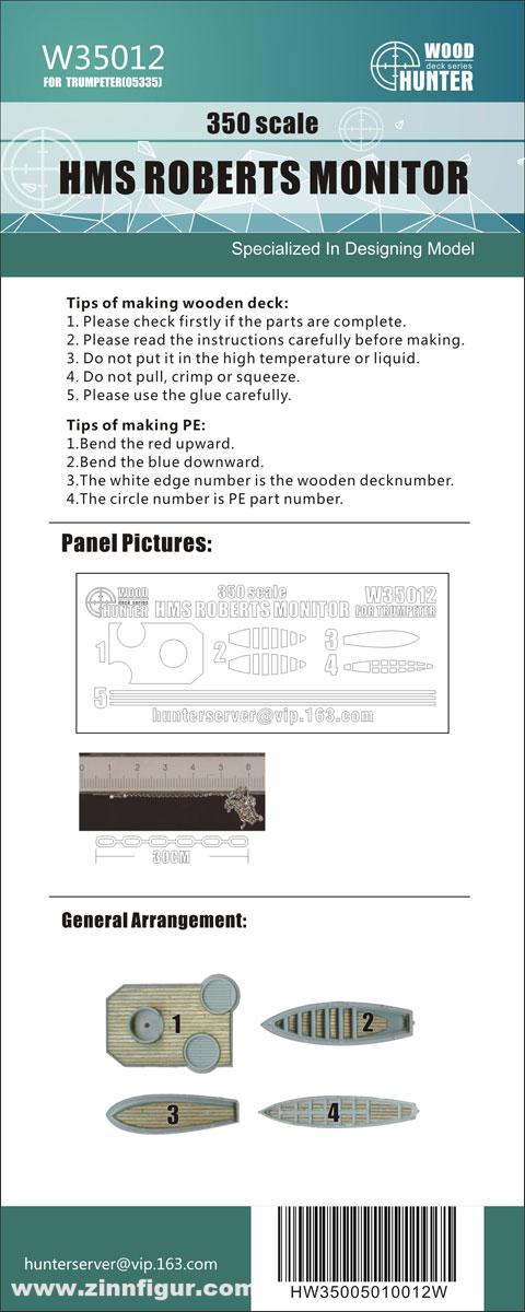 Flyhawk Model HMS Roberts Monitor Holzdeck