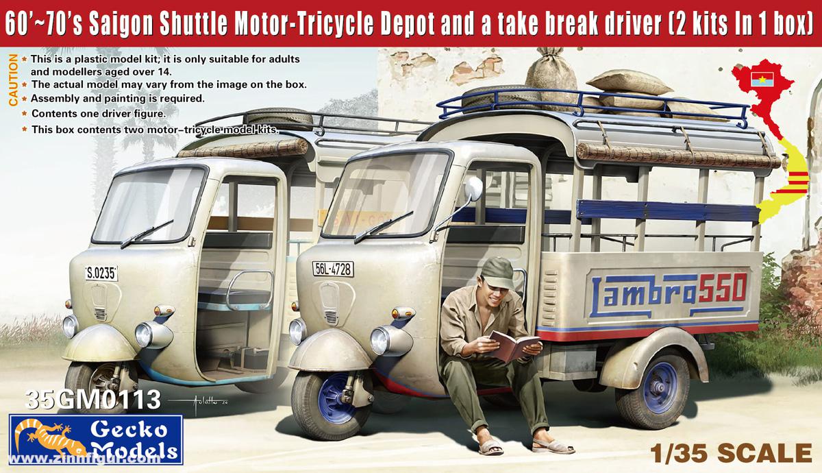 Gecko-Models Saigon Dreirad-Taxis und Fahrer bei der Pause