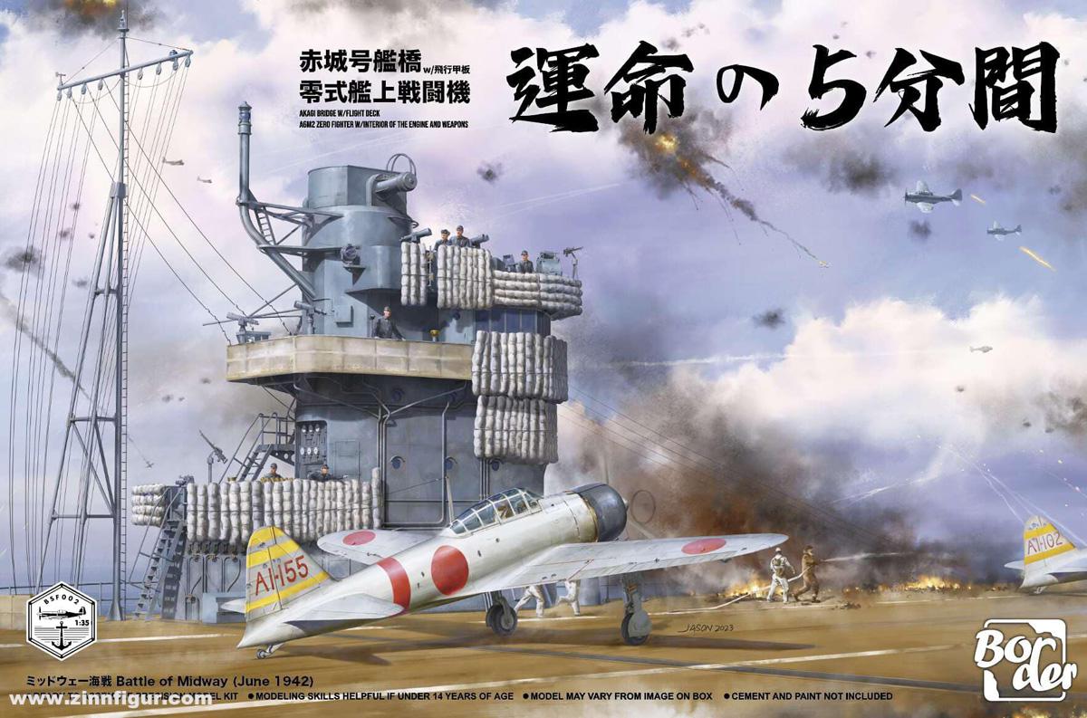 Border Models Akagi Insel mit Flugdeck & A6M2 Zero - Combo 'BAttle of Midway - June 1942'