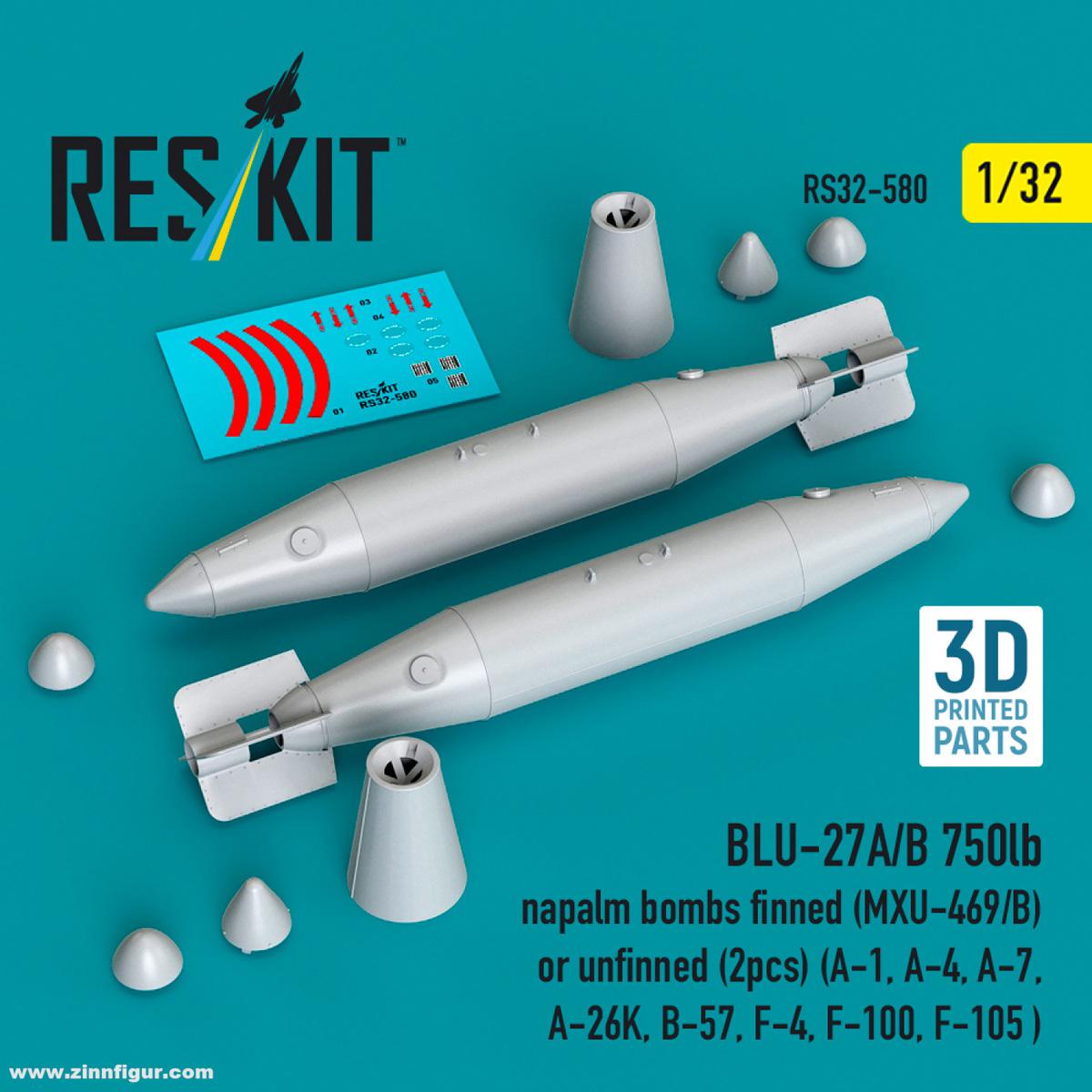 RES/KIT BLU-27A/B 750lb Napalmbomben mit MXU-469/B Leitwerk oder ohne (2 Stück)