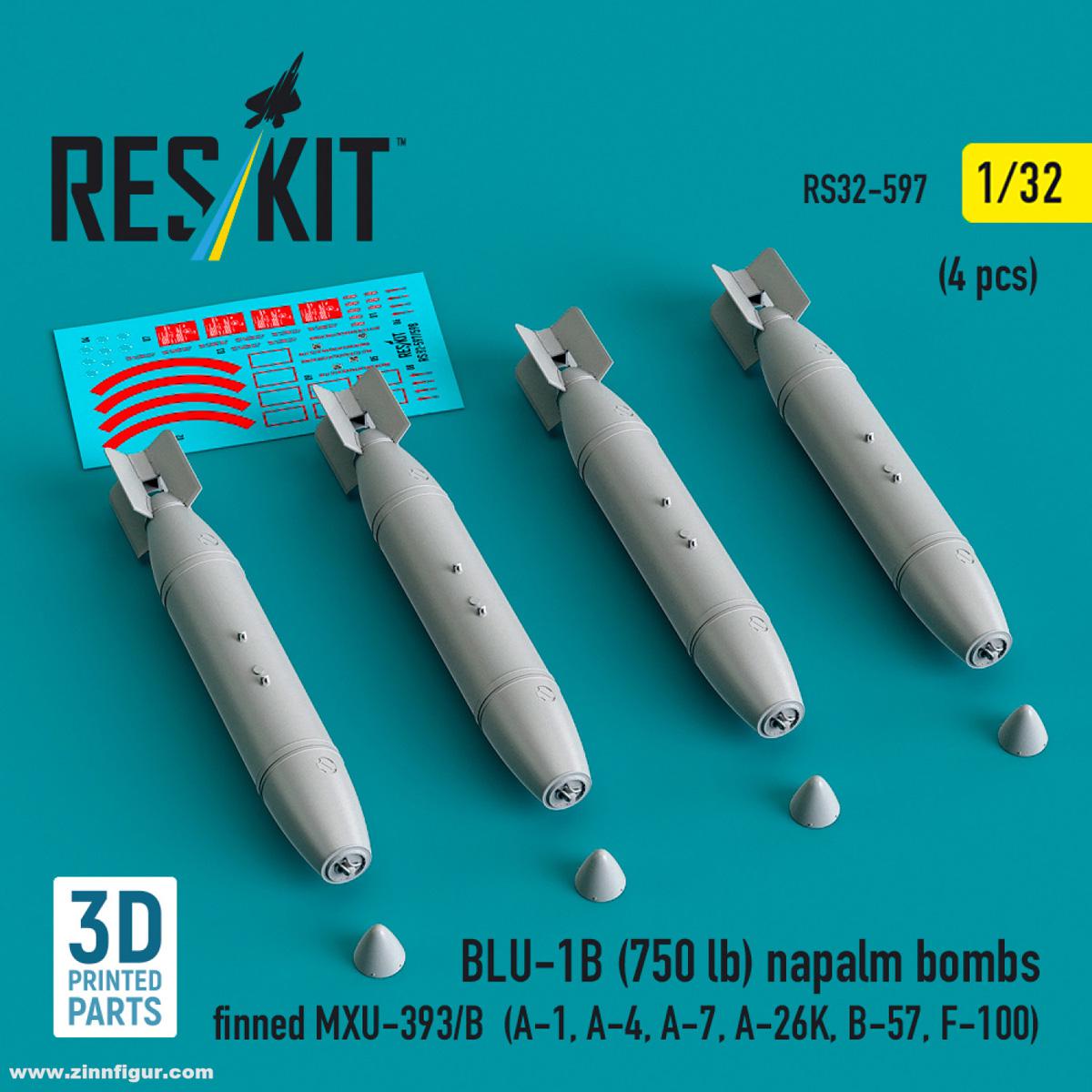 RES/KIT BLU-1B (750 lb) Napalm-Bomben mit MXU-393/B Leitwerk (4 Stück)