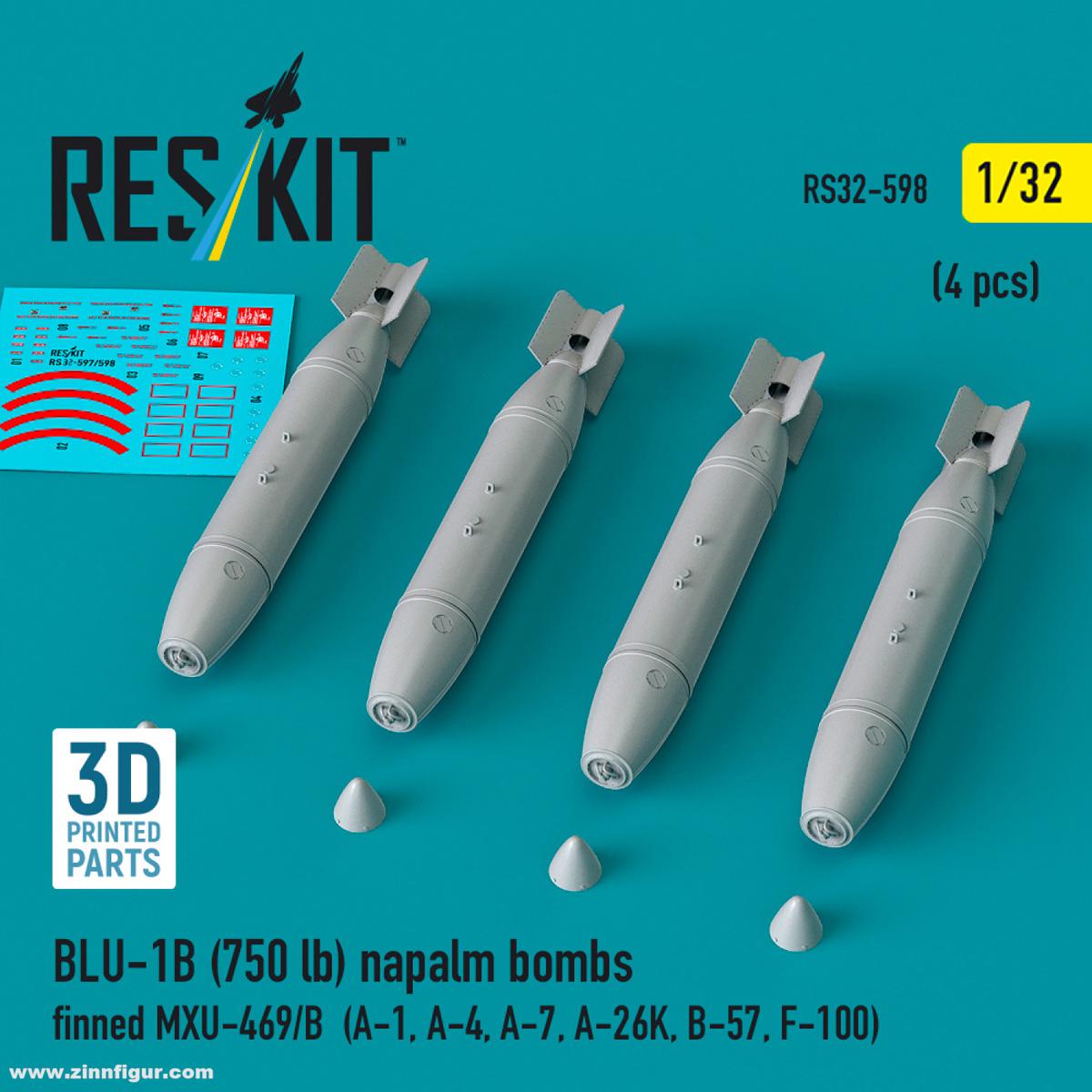 RES/KIT BLU-1B (750 lb) Napalm-Bomben mit MXU-496/B Leitwerk (4 Stück)