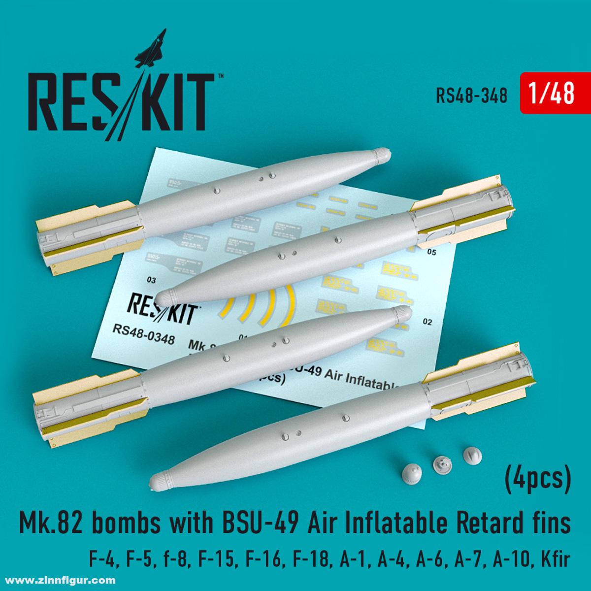 RES/KIT Mk.82 Bomben mit BSU-49 Air Inflatable Leitwerken (4 Stück)