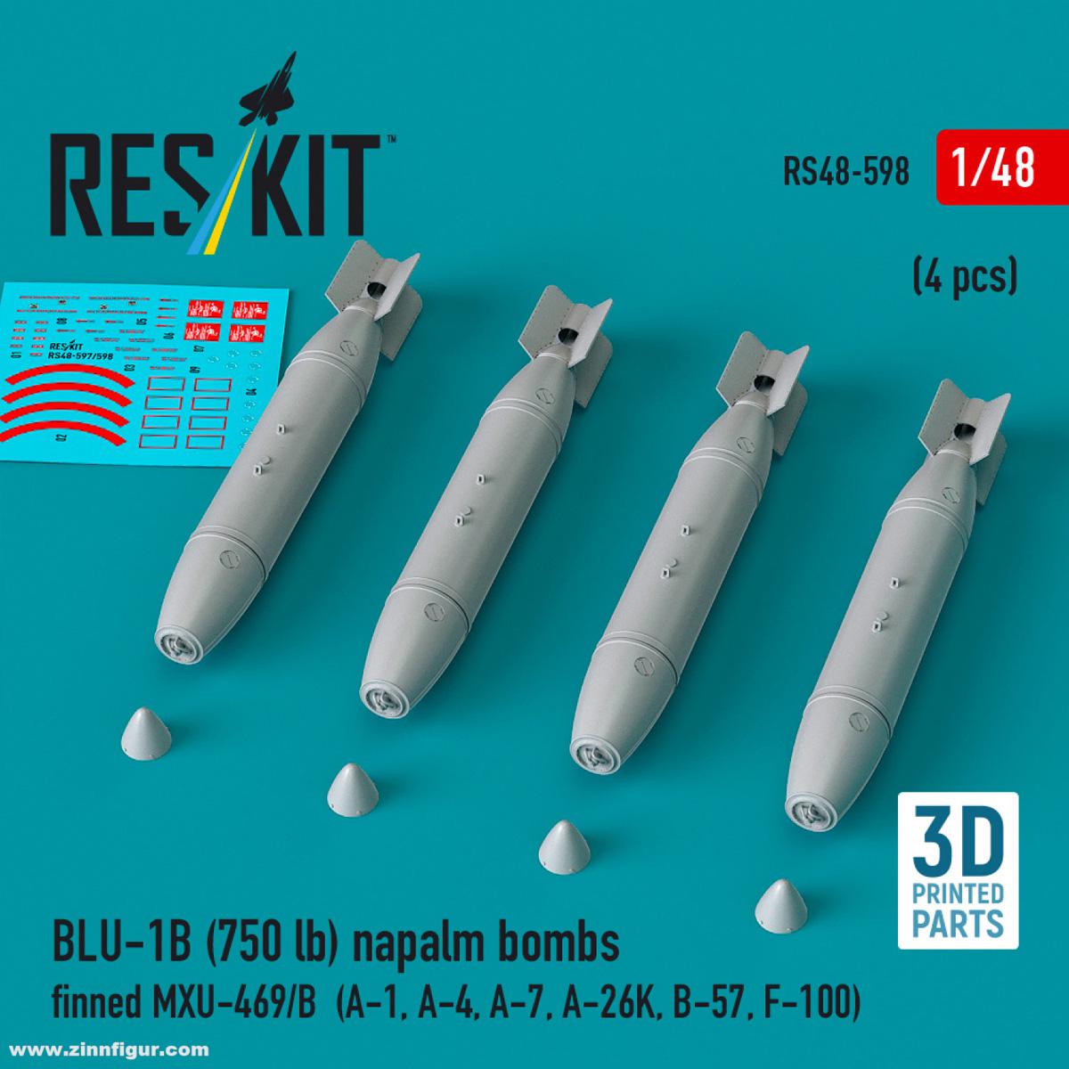 RES/KIT BLU-1B (750 lb) Napalm-Bomben mit MXU-469/B Leitwerk (4 Stück)