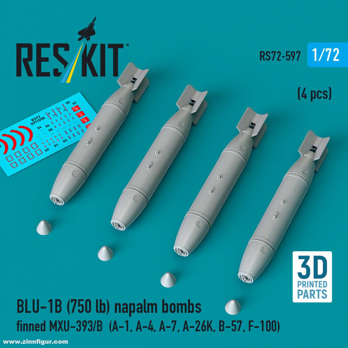 RES/KIT BLU-1B (750lb) Napalm-Bomben mit MXU-393/B Leitwerk (4 Stück)