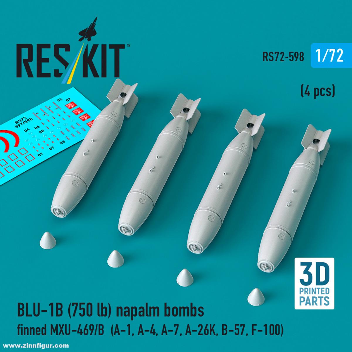 RES/KIT BLU-1B (750lb) Napalm-Bomben mit MXU-469/B Leitwerk (4 Stück)