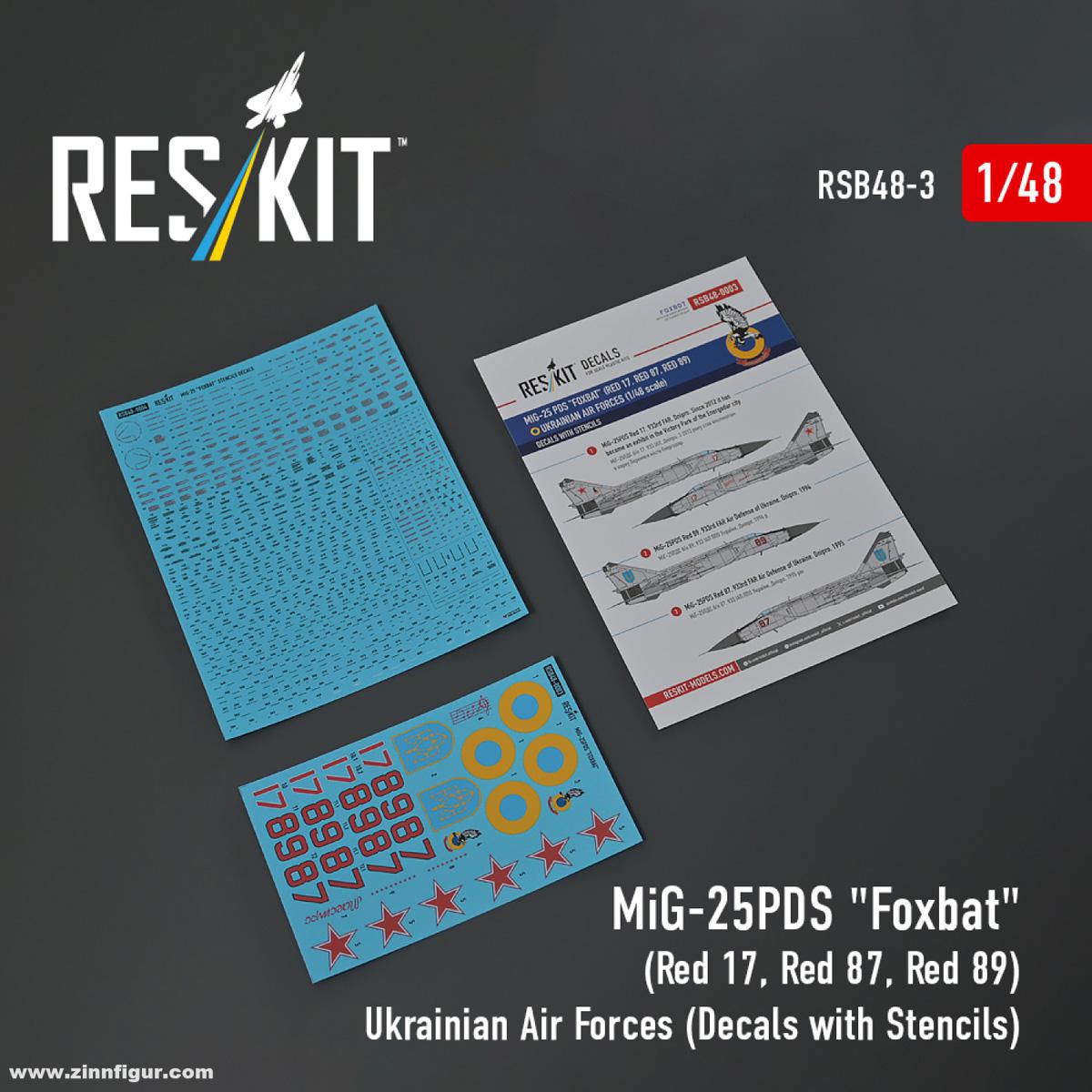 RES/KIT MiG-25PDS 'Foxbat' (Red 17, Red 87, Red 89) 'Ukrainian Air Forces'