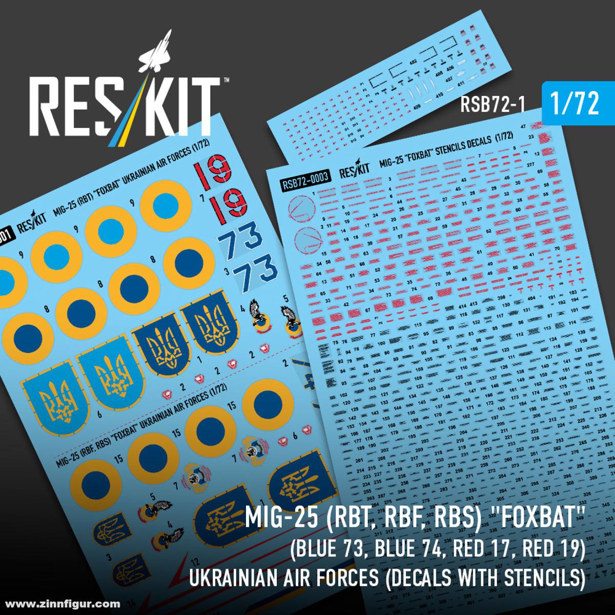 RES/KIT MiG-25 (RBT, RBF, RBS) 'Foxbat' (Blue 73, Blue 74, Red 17, Red 19)
