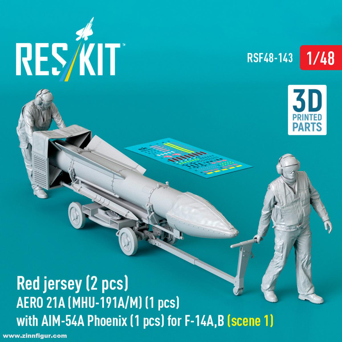RES/KIT Red Jersey Team mit Aero 21A (MHU-191A/M) Wagen mit AIM-54A Pheonix für F-14A/B - Set 1