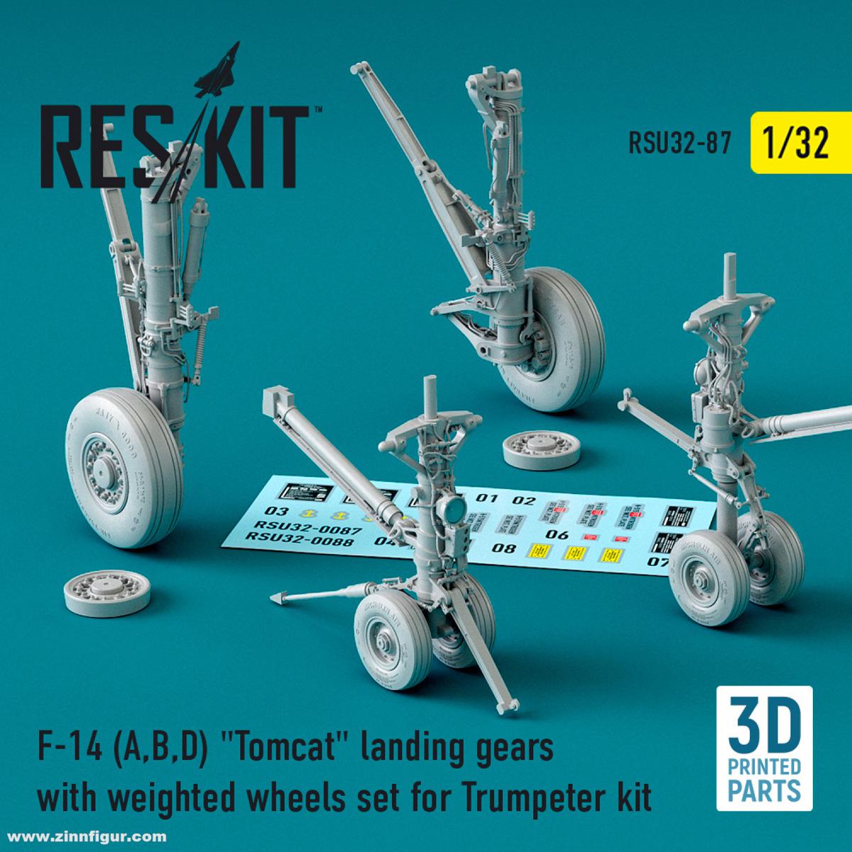 RES/KIT F-14A/B/D Tomcat Fahrwerk mit belasteten Reifen