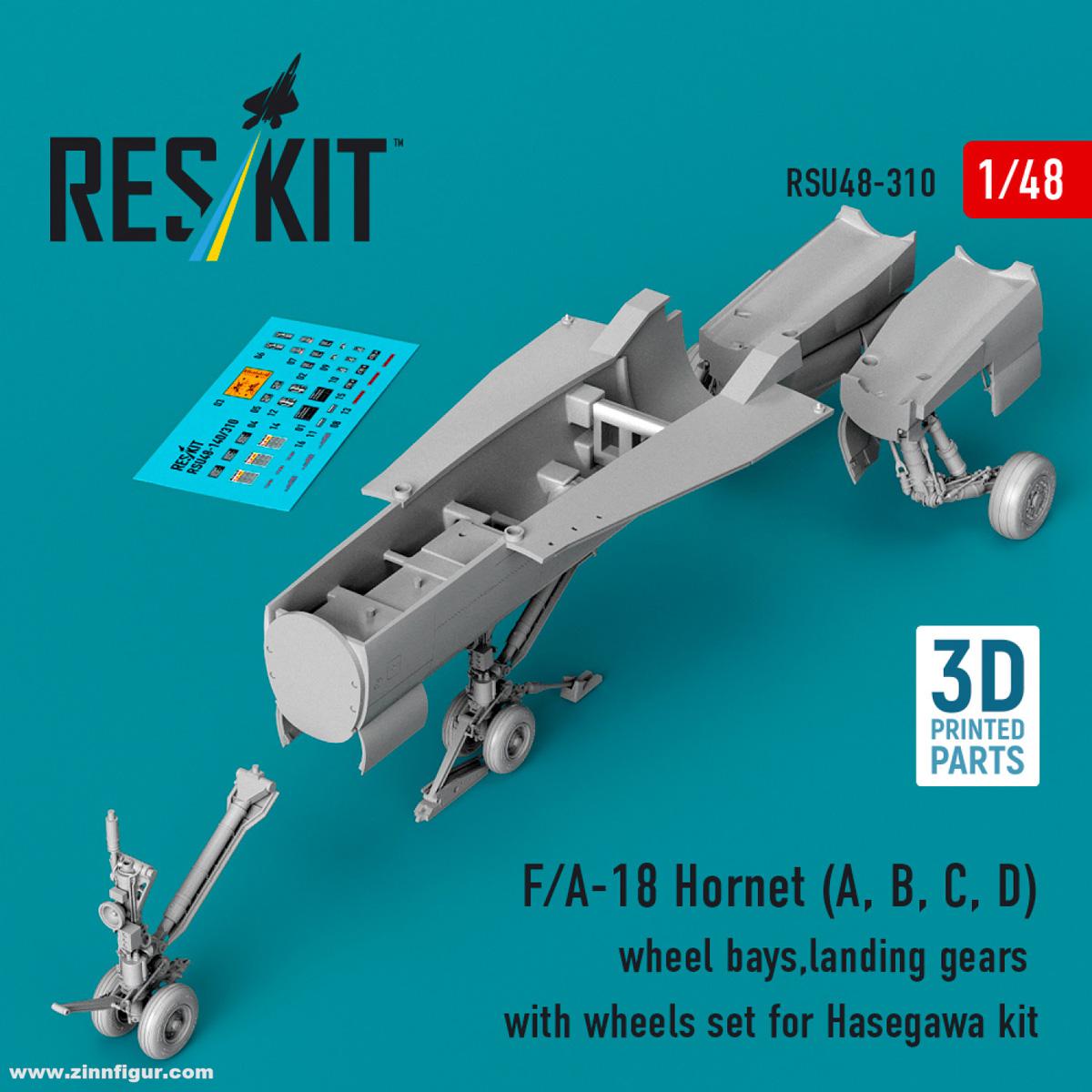RES/KIT F/A-18A/B/C/D Hornet Fahrwerk mit Schächten (Hasegawa)