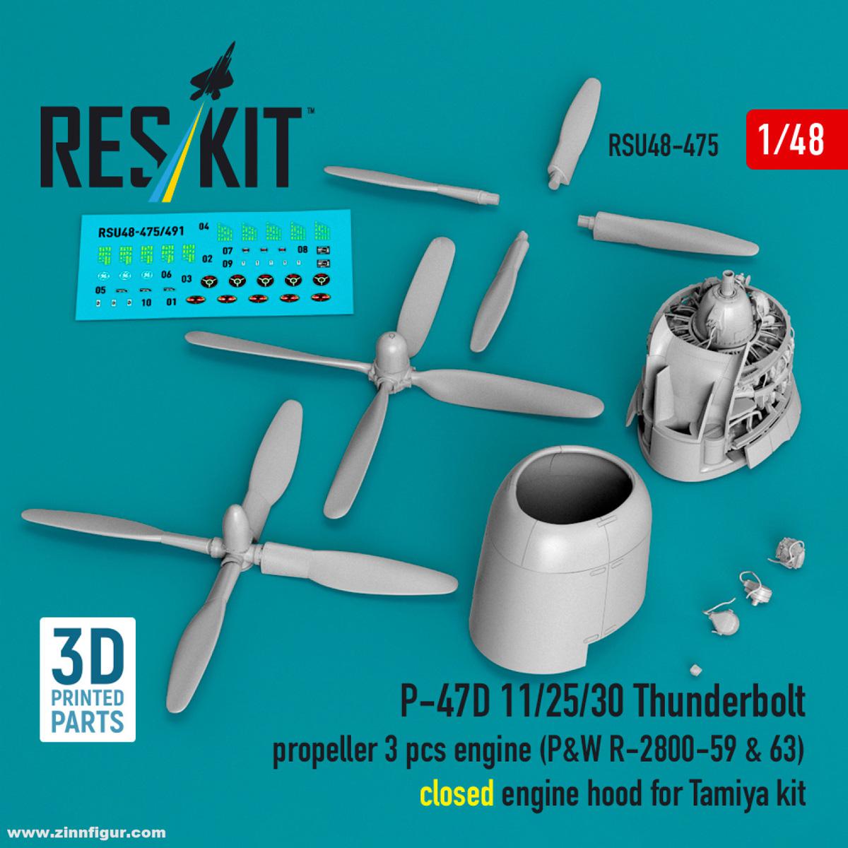 RES/KIT P-47D-11/25/30 Thunderbolt Propeller und P&W R-2800-59 & 63 Motor (Tamiya)