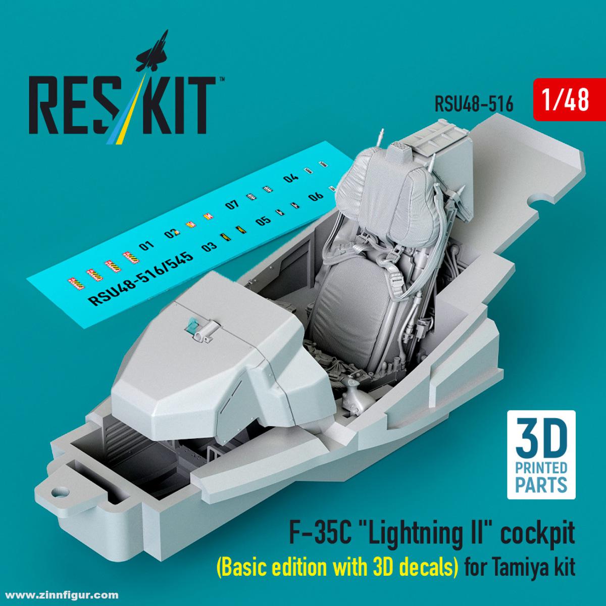 RES/KIT F-35C Lightning II Cockpit mit 3D-Decals (Tamiya)