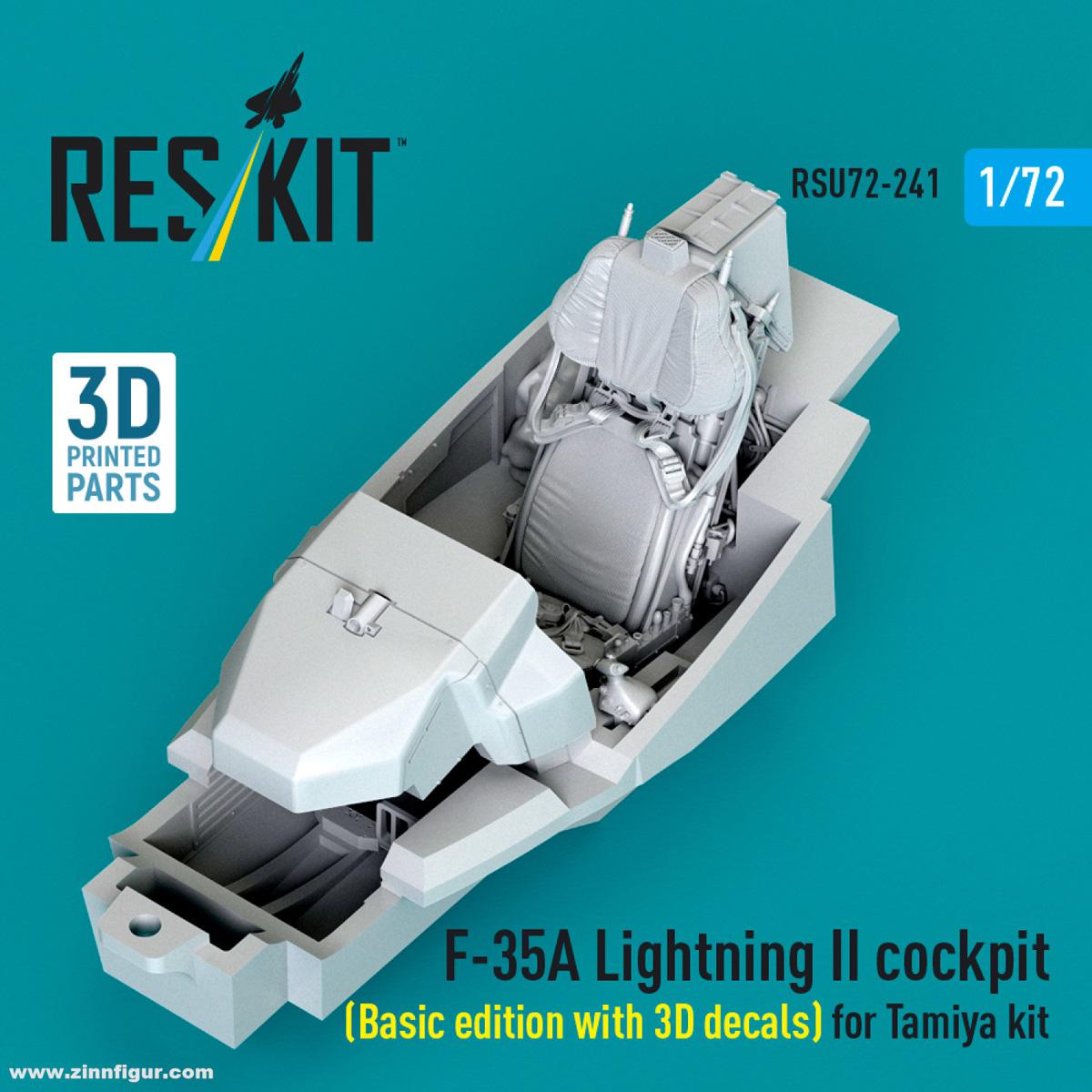 RES/KIT F-35A Lightning II Cockpit mit 3D-Decal (Tamiya)