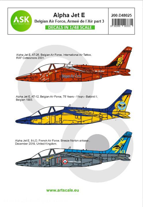 Art Scale Kit Distribution Alpha Jet E 'Belgien & Frankreich Teil 3'
