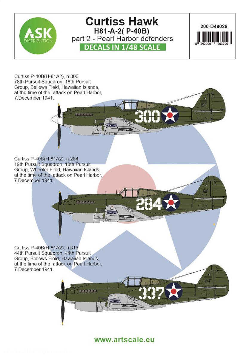 Art Scale Kit Distribution Curtiss Hawk H81-A-2 (P-40-B) 'Pearl Harbor Defenders Teil 2'