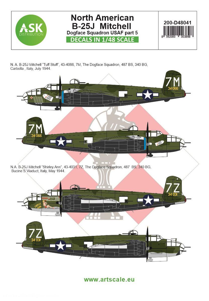 Art Scale Kit Distribution B-25J Mitchell Teil 5 - US Dogface Squadron, 'Shirley Ann' & 'Tuff Stuff' - Mittelmeer