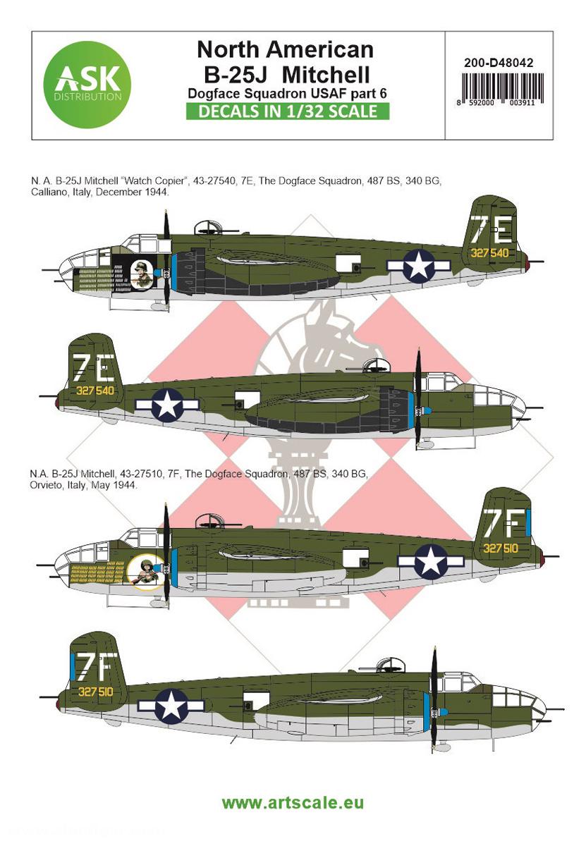 Art Scale Kit Distribution B-25J Mitchell Teil 6 - US Dogface Squadron 'Watch Copier & Willie' - Mittelmeer