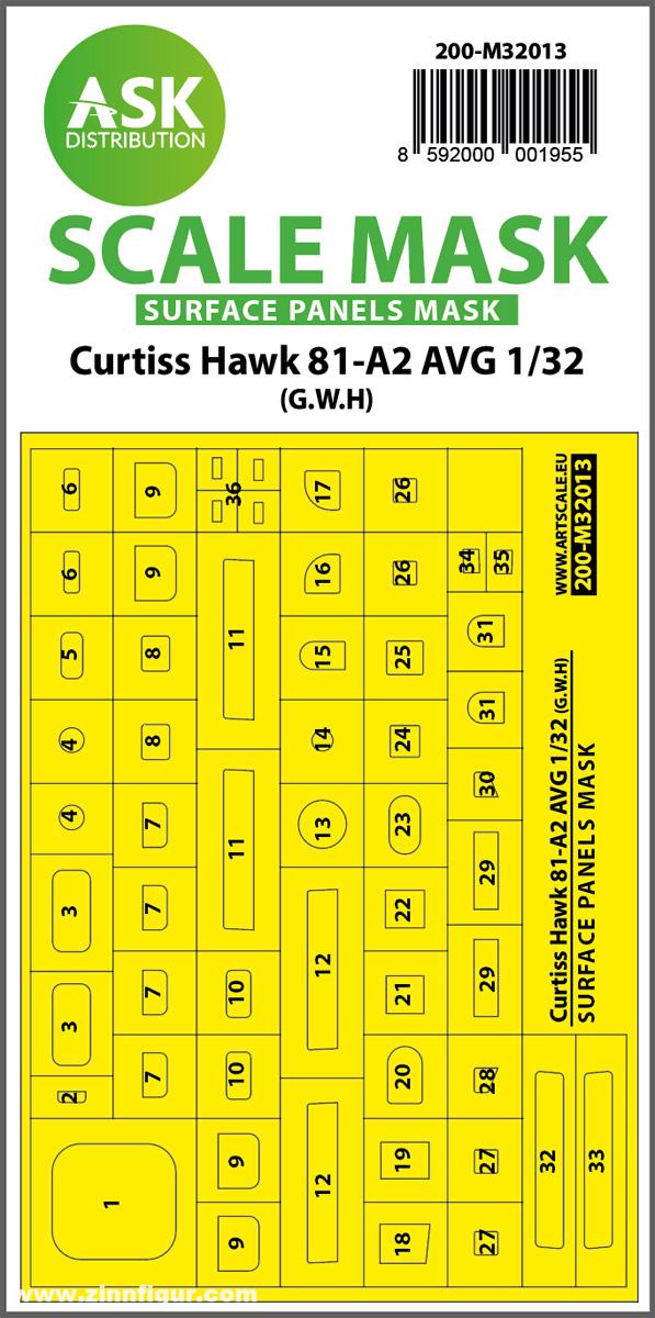 Art Scale Kit Distribution Curtiss Hawk 81-A2 AVG Surface Panel Masks