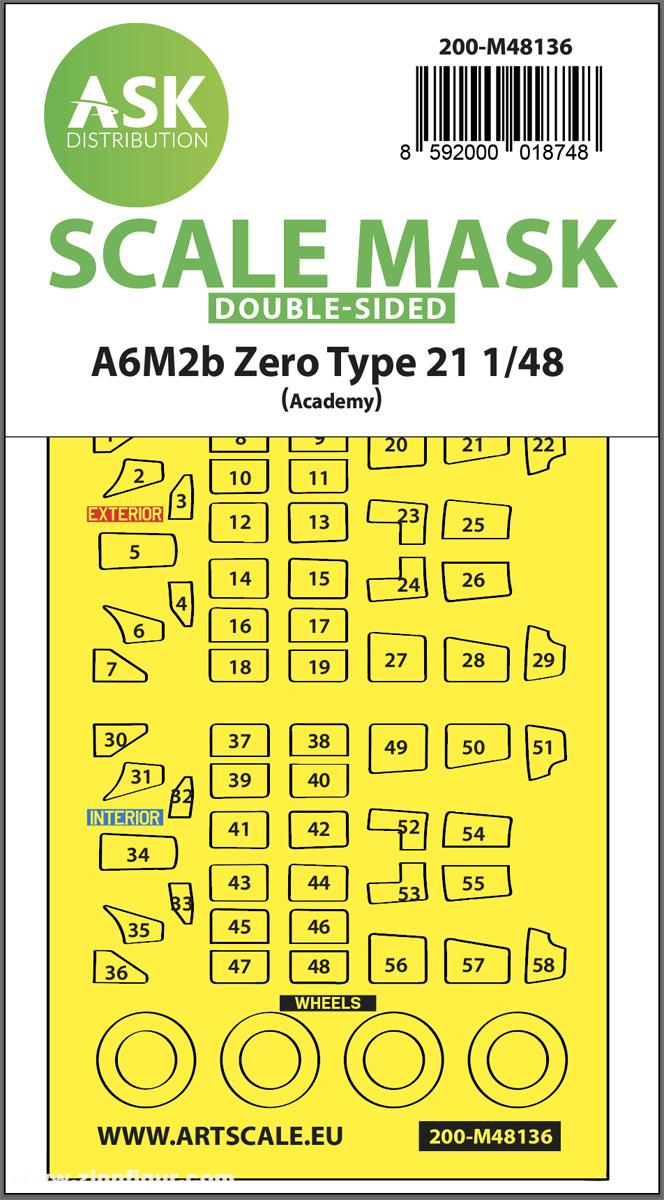 Art Scale Kit Distribution A6M2b Zero Type 21 beidseitige Maskierfolie