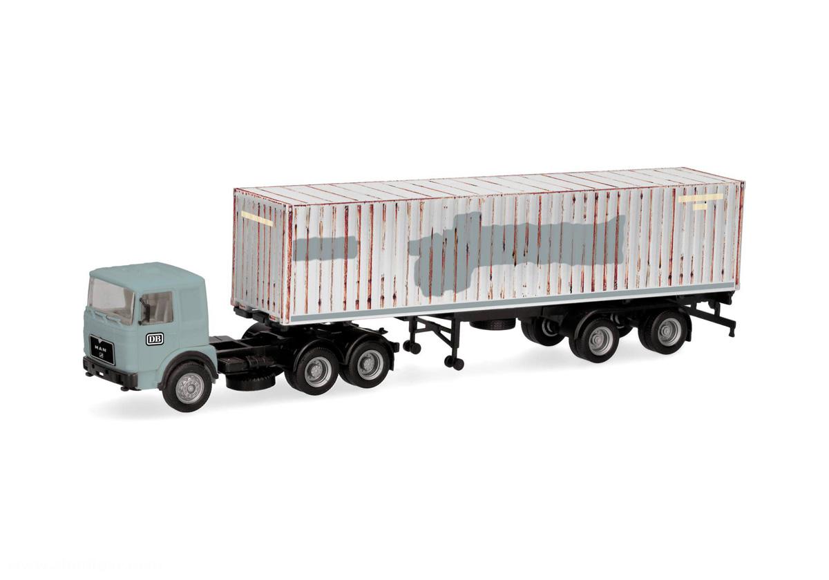 HERPA Miniaturmodelle MAN F8 Container-Sattelzug 'DB' (Deutsche Bahn)